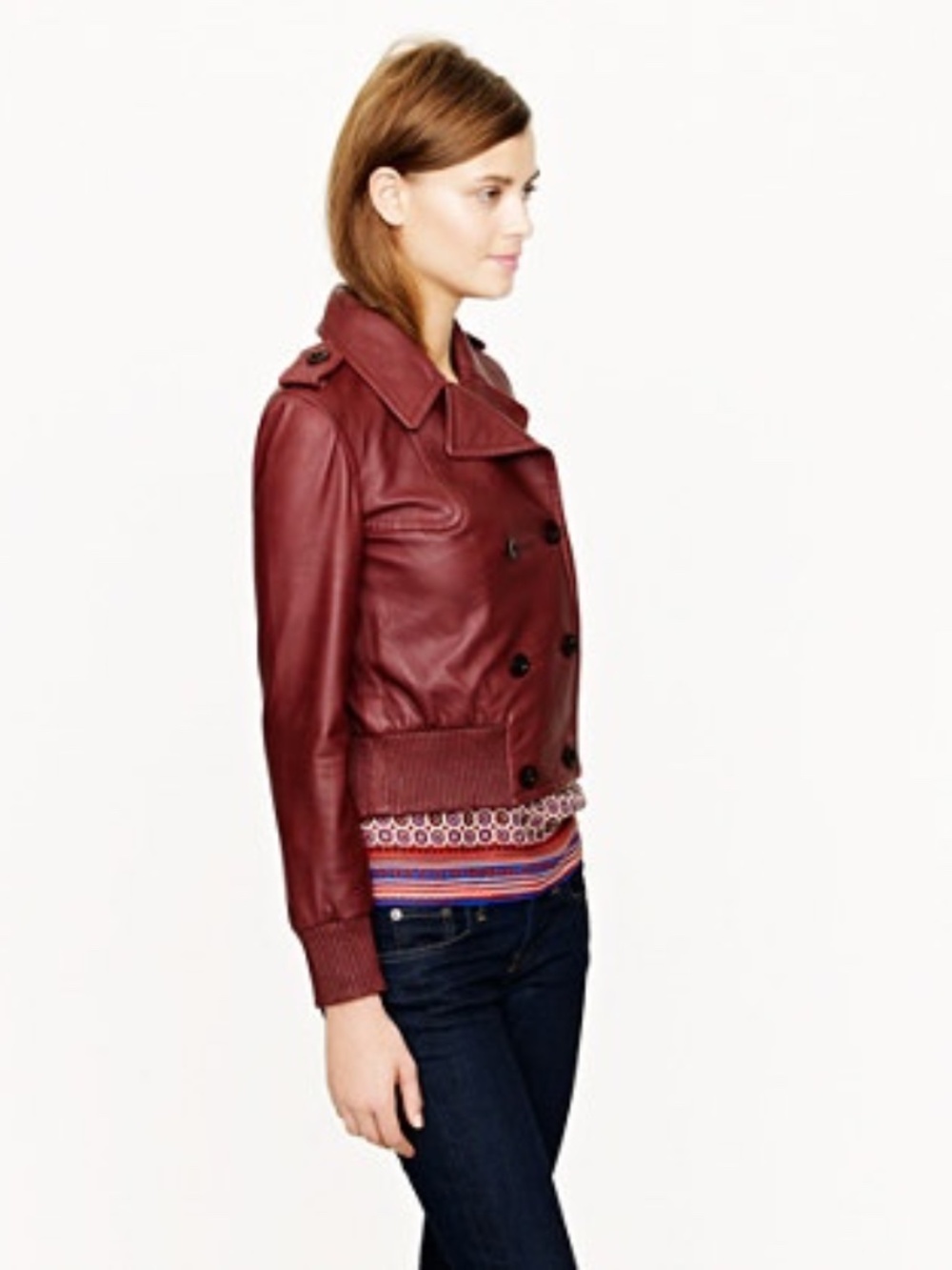 J.Crew Collection Leather Bomber in Burgundy - EUC - Picture 3 of 9